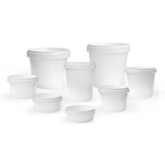 404 & 604 UniPak Round Containers – 8 oz, 12 oz, 18 oz, 20 oz, 24 oz, 32 oz, 68 oz (plastic handle option), 85 oz (plastic handle option)